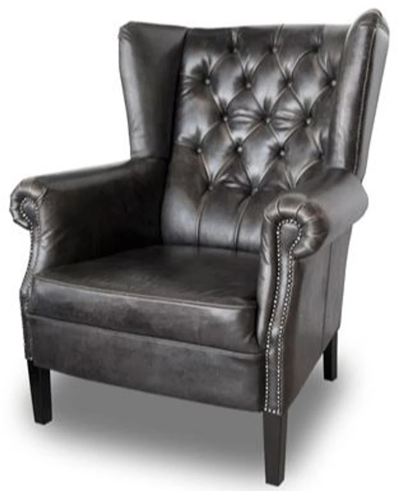 Casa Padrino Chesterfield Buffalo Echtleder Sessel - Luxus Wohnzimmermöbel - Vintage
