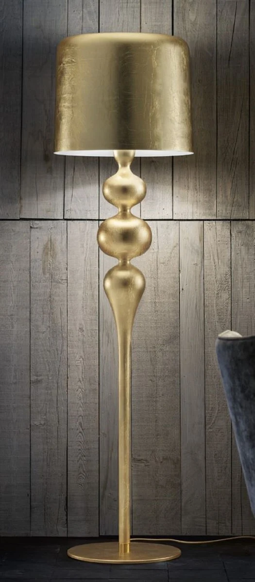 Casa Padrino Luxus Art Deco Stehleuchte Gold Ø 50 x H. 180 cm - Runde Art Deco Stehlampe mit Aluminium Lampenschirm - Luxus Stehleuchten - Luxus Qualität - Made in Italy