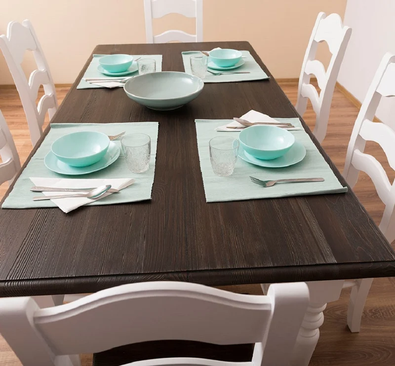 Casa Padrino Landhausstil Esszimmer Möbel Set Weiß / Dunkelbraun - 1 Landhausstil Esstisch & 6 Landhausstil Esszimmerstühle - Massivholz Esszimmer Möbel - Landhausstil Esszimmer Möbel