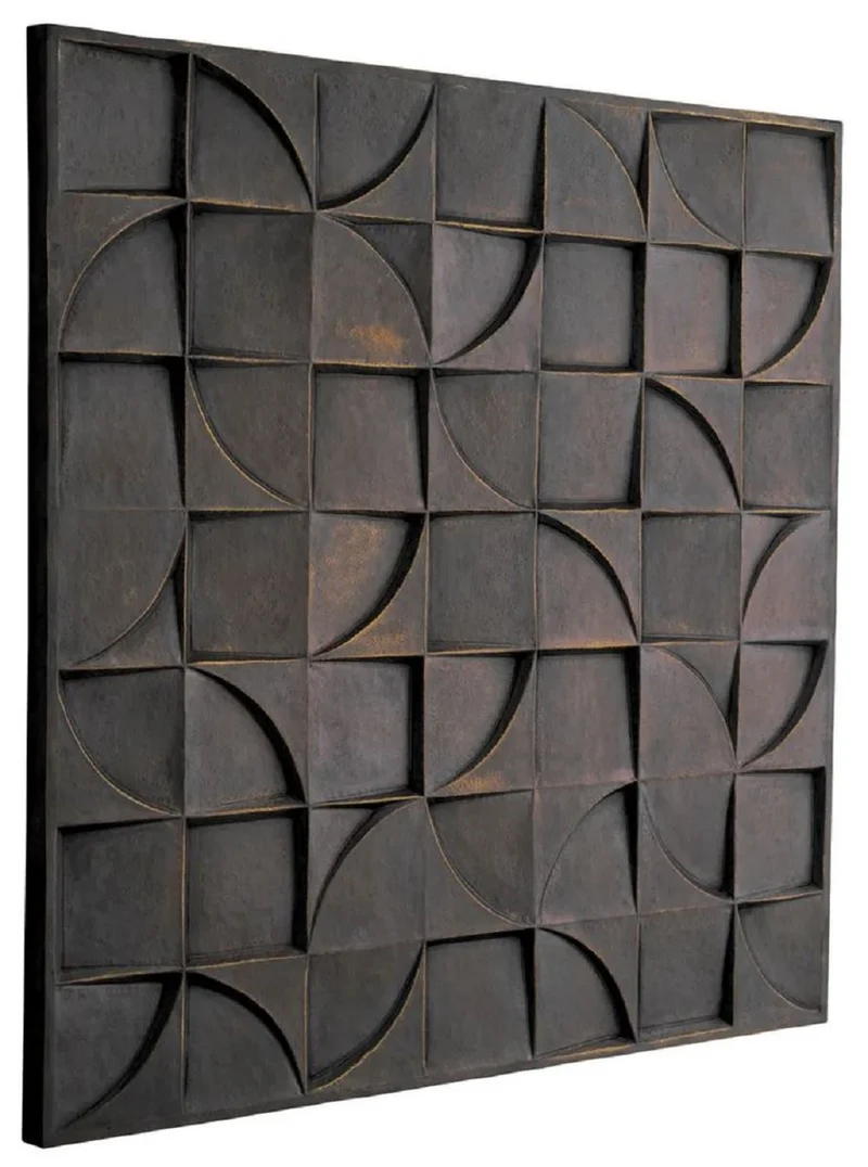 Casa Padrino Luxus Wandrelief Bronze 105 x 4,5 x H. 105 cm - Quadratisches Wandbild - Wohnzimmer Deko - Hotel Deko - Wanddeko - Deko Accessoires - Luxus Möbel - Luxus Kollektion