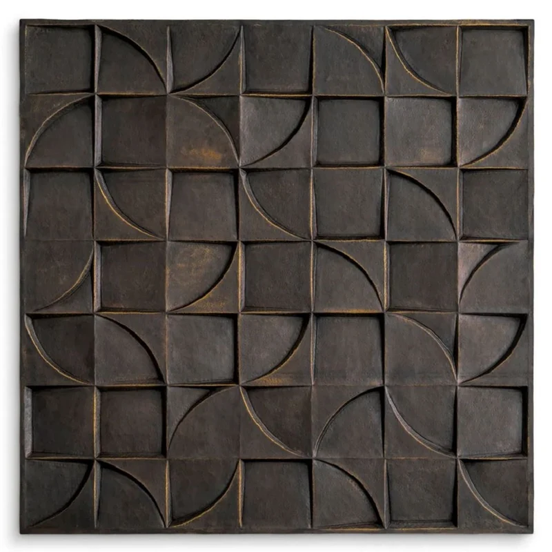 Casa Padrino Luxus Wandrelief Bronze 105 x 4,5 x H. 105 cm - Quadratisches Wandbild - Wohnzimmer Deko - Hotel Deko - Wanddeko - Deko Accessoires - Luxus Möbel - Luxus Kollektion
