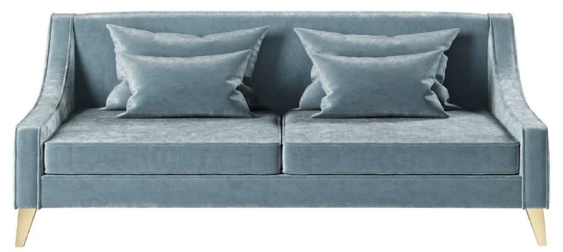 Casa Padrino Luxus Neoklassik Sofa Hellblau / Gold 152 x 97 x H. 85 cm - Wohnzimmer Sofa - Hotel Sofa - Wohnzimmer Möbel - Hotel Möbel - Luxus Möbel - Neoklassik Möbel