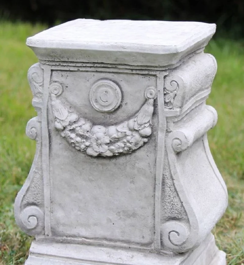 Casa Padrino Barock Garten Deko Säule Grau H. 41 cm - Antik Stil Stein Säule - Prunkvolle Gartensäule - Barock Garten & Terrassen Deko Accessoires - Gartendeko im Barockstil