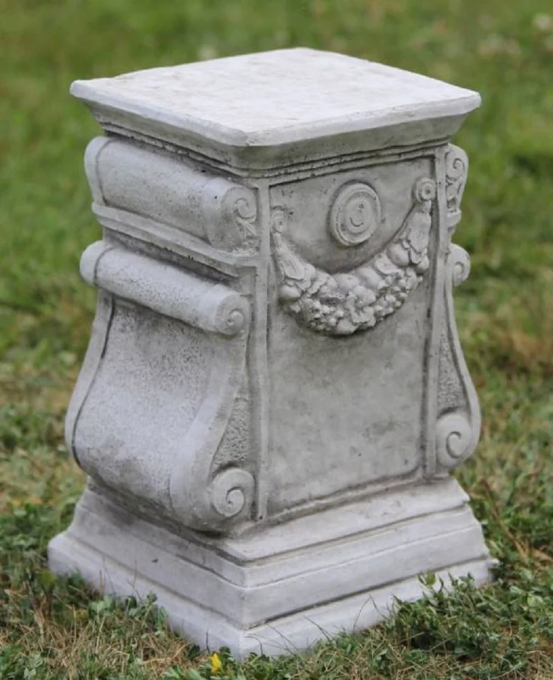 Casa Padrino Barock Garten Deko Säule Grau H. 41 cm - Antik Stil Stein Säule - Prunkvolle Gartensäule - Barock Garten & Terrassen Deko Accessoires - Gartendeko im Barockstil