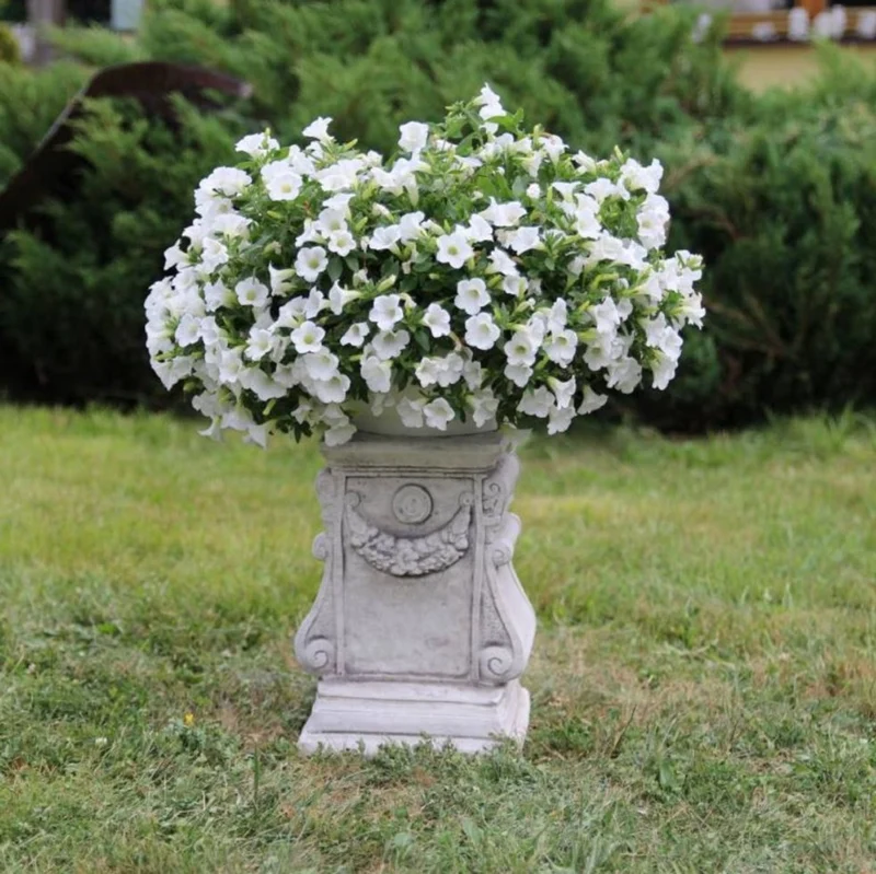 Casa Padrino Barock Garten Deko Säule Grau H. 41 cm - Antik Stil Stein Säule - Prunkvolle Gartensäule - Barock Garten & Terrassen Deko Accessoires - Gartendeko im Barockstil