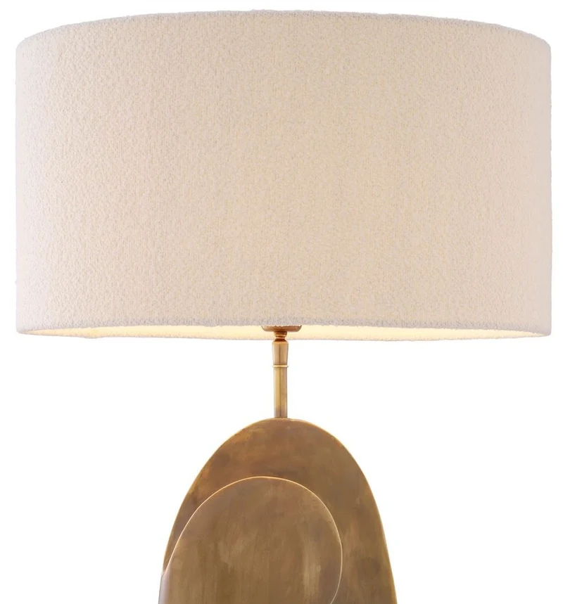 Casa Padrino Luxus Tischleuchte Vintage Messing / Schwarz / Creme Ø 50 x H. 83 cm - Schreibtischleuchte mit rundem Lampenschirm - Luxus Tischleuchten - Luxus Schreibtischleuchten - Luxus Leuchten
