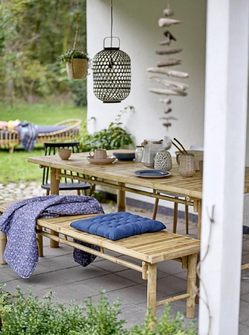 Casa Padrino Luxus Esstisch Naturfarben 200 x 100 x H. 74 cm - Rechteckiger Bambus Küchentisch - Esszimmer Möbel - Bambus Möbel - Luxus Möbel - Luxus Esszimmer Einrichtung