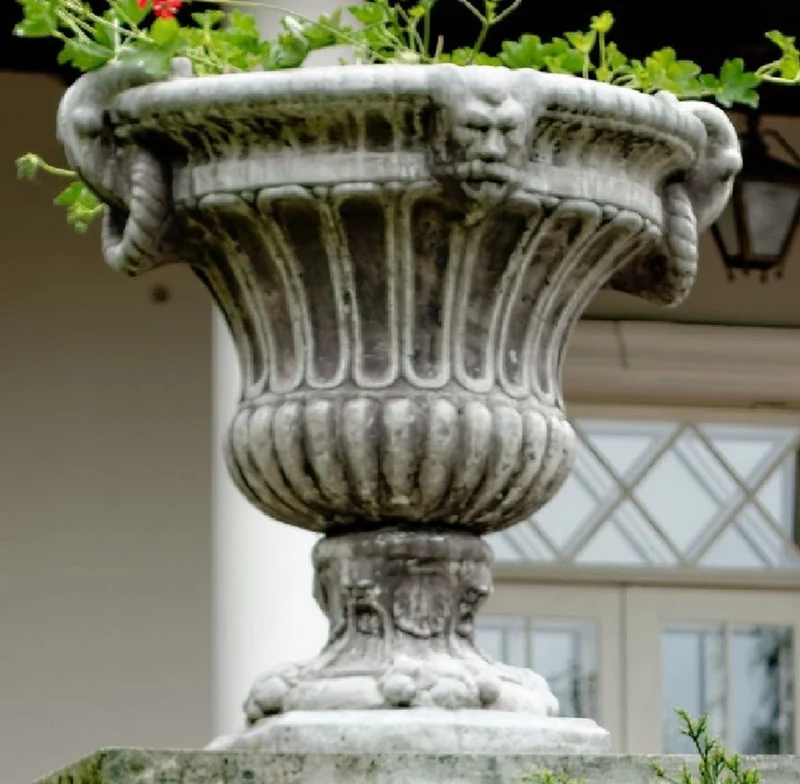 Casa Padrino Barock Garten Deko Blumentopf Grau 73 x 67 x H. 70 cm - Prunkvoller Pflanzentopf im Barockstil - Barock Garten Deko - Barock Terrassen Deko - Barock Deko Accessoires