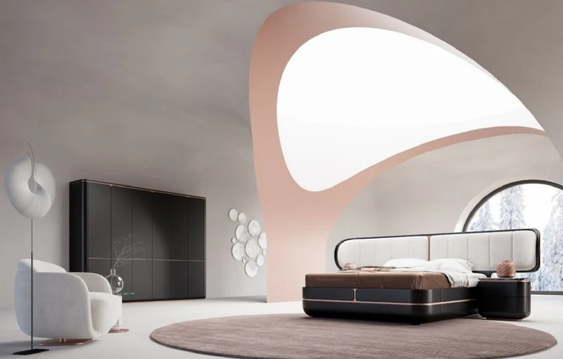 Casa Padrino Luxus Schlafzimmerschrank Schwarz / Kupfer 280 x 62 x H. 238 cm - Massivholz Kleiderschrank mit 6 Türen - Schlafzimmer Möbel - Hotel Möbel - Luxus Möbel