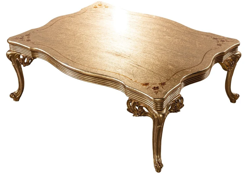 Casa Padrino Luxus Barock Couchtisch Antik Gold - Rechteckiger Barockstil Wohnzimmertisch - Barockstil Wohnzimmer Möbel - Handgefertigte Barock Möbel - Luxus Möbel im Barockstil - Edel & Prunkvoll