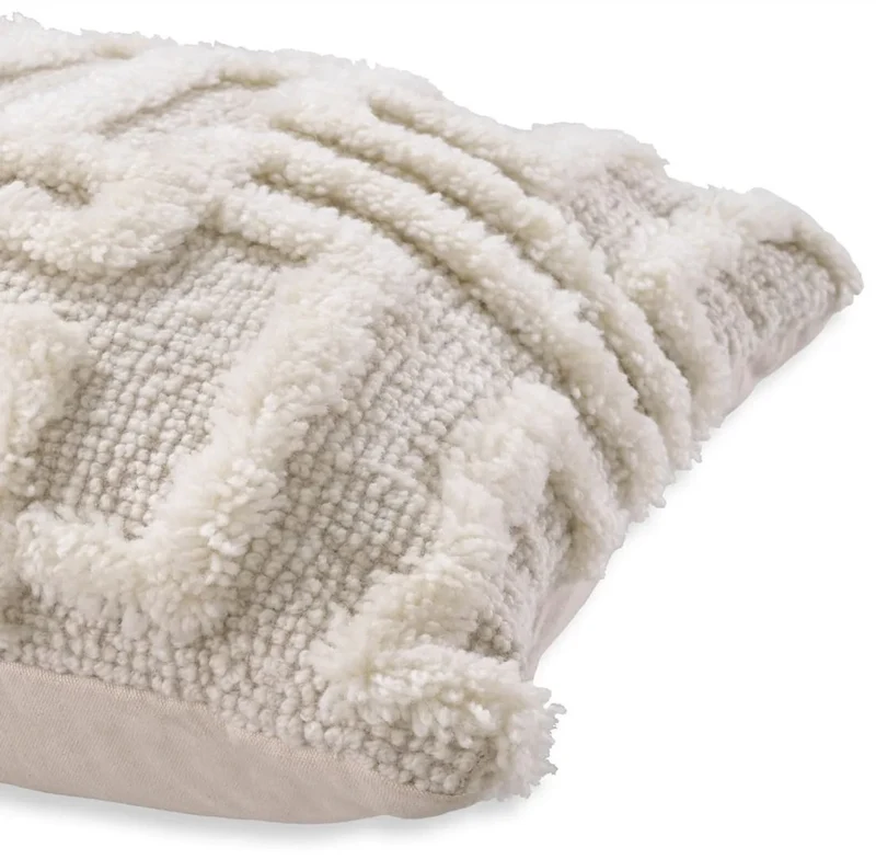 Casa Padrino Luxus Kissen Elfenbein 60 x 60 cm - Handgewebtes Deko Woll Kissen - Quadratisches Zierkissen - Wohnzimmer Dekoration - Luxus Deko Accessoires - Luxus Kollektion