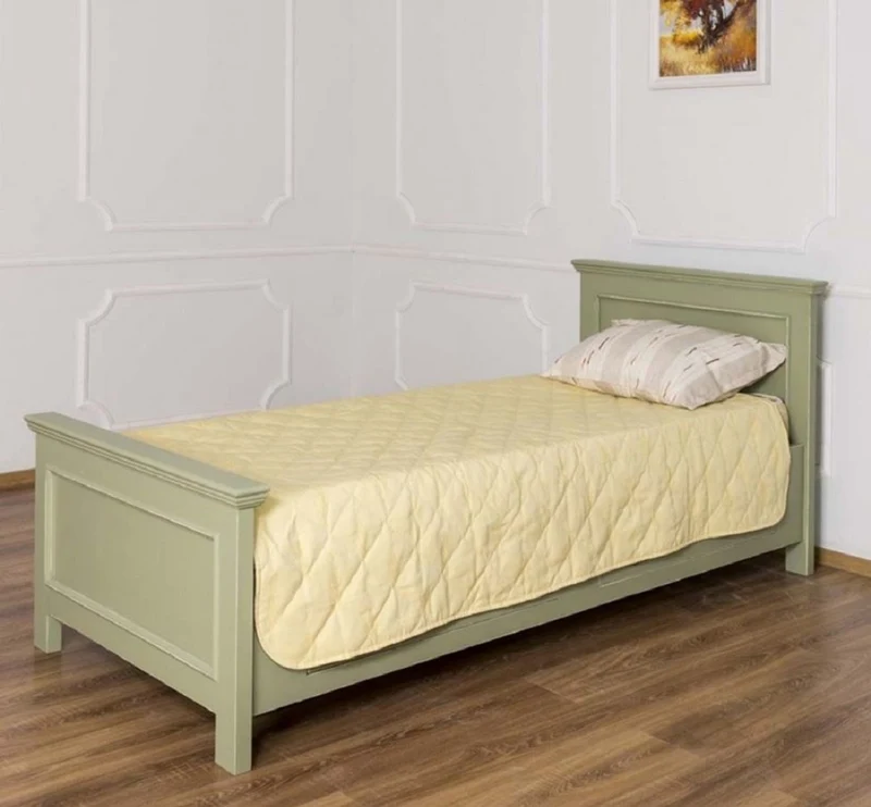 Casa Padrino Landhausstil Bett Grün 90 x 200 x H. 93 cm - Massivholz Einzelbett - Schlafzimmer Möbel im Landhausstil - Massivholz Schlafzimmer Möbel - Landhausstil Möbel