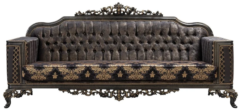 Casa Padrino Luxus Barock Wohnzimmer Set Lila / Grau / Gold - 2 Barock Sofas & 2 Barock Sessel & 1 Barock Couchtisch - Luxus Wohnzimmer Möbel im Barockstil - Barock Möbel - Edel & Prunkvoll