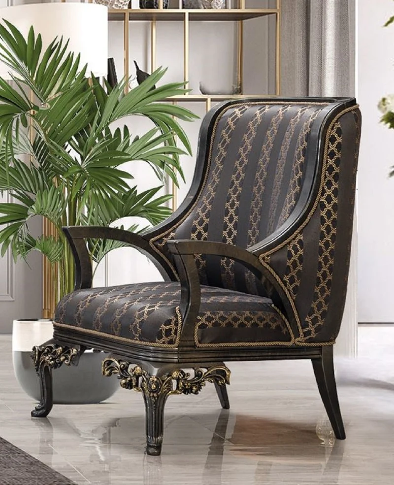 Casa Padrino Luxus Barock Wohnzimmer Set Lila / Grau / Gold - 2 Barock Sofas & 2 Barock Sessel & 1 Barock Couchtisch - Luxus Wohnzimmer Möbel im Barockstil - Barock Möbel - Edel & Prunkvoll