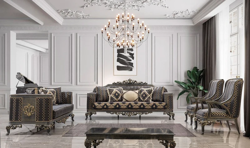 Casa Padrino Luxus Barock Sofa Lila / Grau / Gold - Barockstil Wohnzimmer Sofa mit elegantem Muster - Luxus Wohnzimmer Möbel im Barockstil - Barock Möbel - Barock Einrichtung