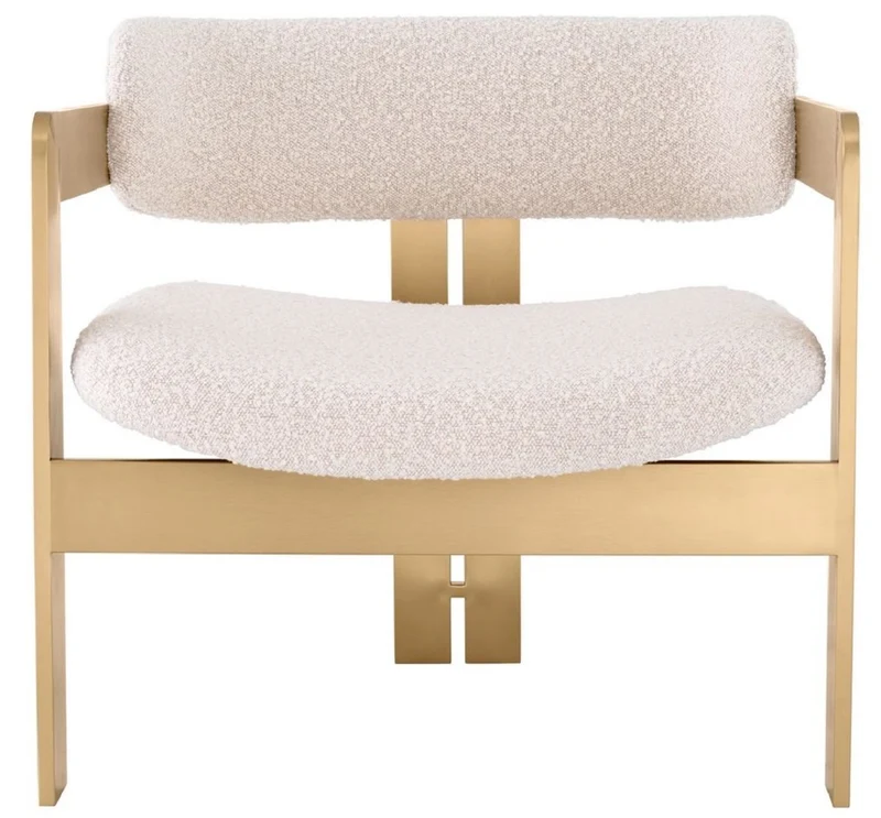 Casa Padrino Luxus Sessel Creme / Messing 70 x 70 x H. 68 cm - Wohnzimmer Sessel - Hotel Sessel - Wohnzimmer Möbel - Luxus Möbel - Wohnzimmer Einrichtung - Luxus Einrichtung - Möbel Luxus