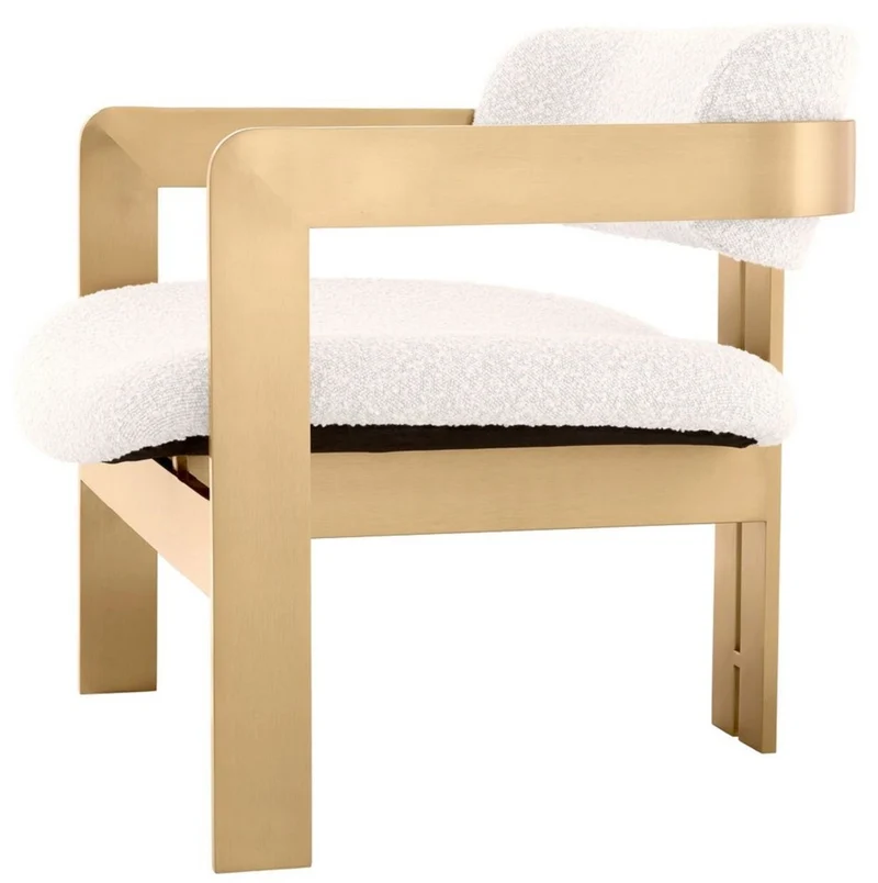 Casa Padrino Luxus Sessel Creme / Messing 70 x 70 x H. 68 cm - Wohnzimmer Sessel - Hotel Sessel - Wohnzimmer Möbel - Luxus Möbel - Wohnzimmer Einrichtung - Luxus Einrichtung - Möbel Luxus