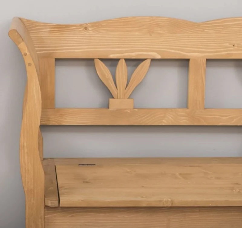 Casa Padrino Landhausstil Sitzbank Naturfarben 117 x 48 x H. 92 cm - Massivholz Bank mit Stauraum - Massivholz Möbel - Landhausstil Möbel - Landhausstil Einrichtung