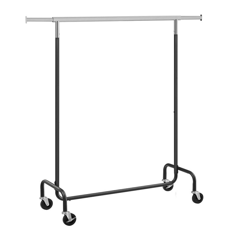 SONGMICS 286.6lb Clothes Garment Rack Heavy Duty Clothing Rack on Wheels Rolling Clothes Rack for Bedroom Living Room Black and Silver