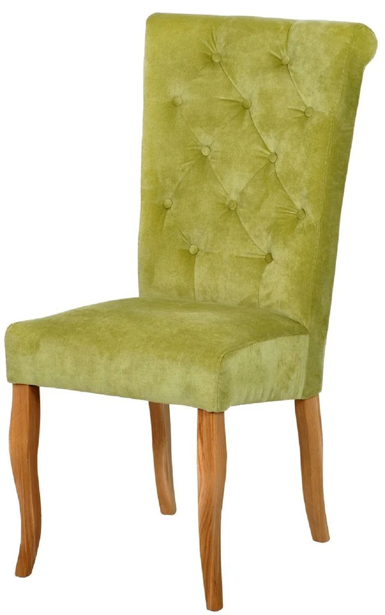 Casa Padrino Chesterfield Neo Barock Esszimmer Stuhl 6er Set Hellgrün / Naturfarben - Küchenstühle Set - Esszimmer Möbel - Chesterfield Möbel - Neo Barock Möbel
