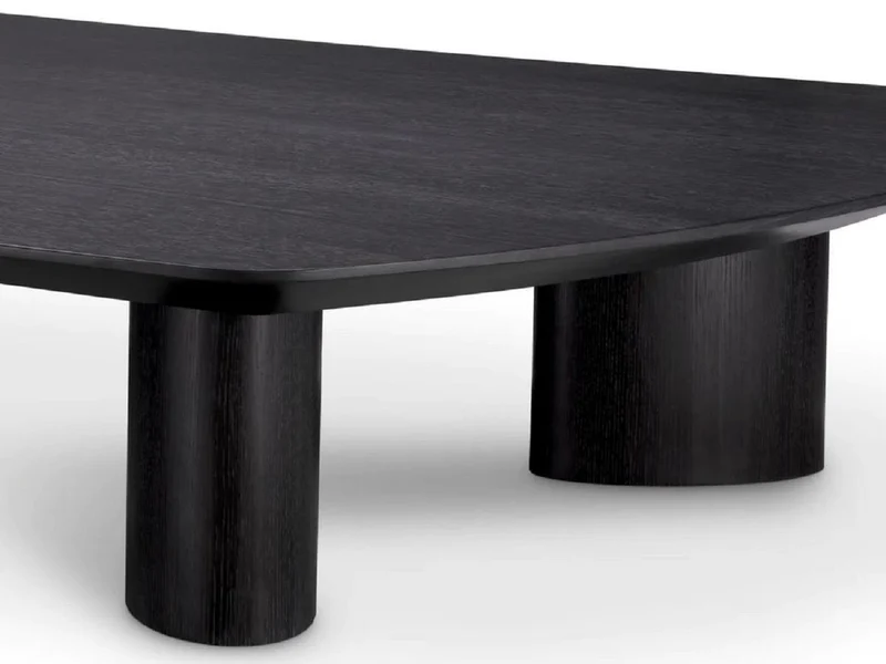 Casa Padrino Luxus Couchtisch Schwarzgrau 185 x 120 x H. 30 cm - Massivholz Wohnzimmertisch mit leicht gebogener Tischplatte - Wohnzimmer Möbel - Hotel Möbel - Luxus Möbel - Luxus Einrichtung
