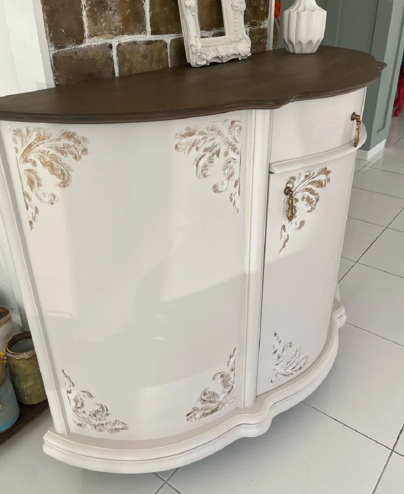 Casa Padrino Luxus Barock Sideboard Creme / Braun - Barockstil Massivholz Schrank mit Schublade und Tür - Luxus Möbel im Barockstil - Barock Möbel - Edel & Prunkvoll