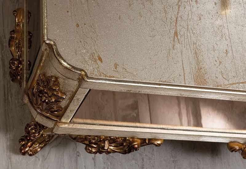 Casa Padrino Luxus Barock Couchtisch Antik Silber / Kupfer / Gold - Verspiegelter Barockstil Wohnzimmertisch - Barockstil Wohnzimmer Möbel - Barock Möbel - Luxus Möbel im Barockstil