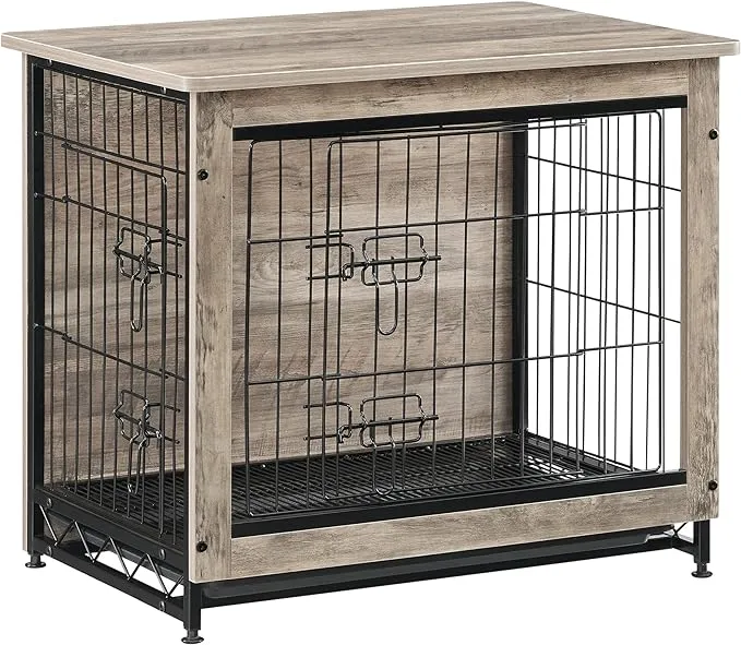 Feandrea Dog Crate Furniture, Side End Table, Modern Kennel for Dogs Indoor up to 30 lb, Heavy-Duty Dog Cage with Multi-Purpose Removable Tray