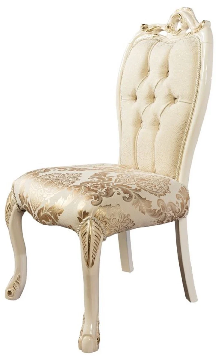 Casa Padrino Luxus Barock Esszimmer Stuhl 6er Set Weiß / Gold - Prunkvolle Barockstil Küchen Stühle - Barockstil Möbel - Luxus Esszimmer Möbel im Barockstil - Barock Esszimmer Möbel
