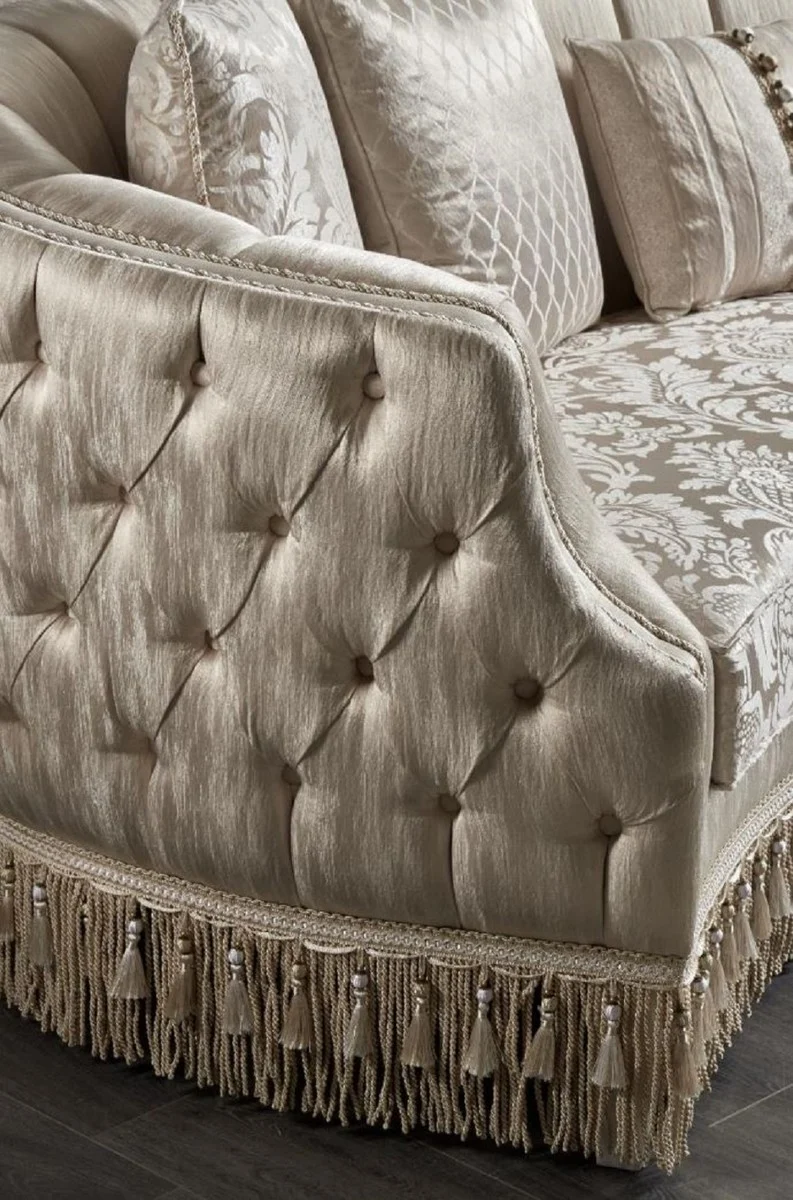 Casa Padrino Luxus Barock Chesterfield Sofa Gold - Prunkvolles Wohnzimmer Sofa - Barockstil Wohnzimmer Möbel - Luxus Möbel im Barockstil - Barock Einrichtung - Edel & Prunkvoll