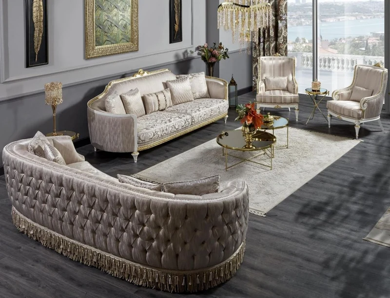 Casa Padrino Luxus Barock Chesterfield Sofa Gold - Prunkvolles Wohnzimmer Sofa - Barockstil Wohnzimmer Möbel - Luxus Möbel im Barockstil - Barock Einrichtung - Edel & Prunkvoll