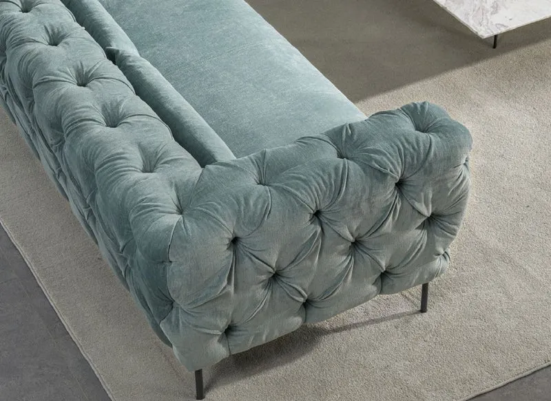 Casa Padrino Luxus Chesterfield 3er Sofa Türkis / Schwarz 258 x 99 x H. 83 cm - Wohnzimmer Sofa - Hotel Sofa - Wohnzimmer Möbel - Chesterfield Möbel - Luxus Möbel - Luxus Einrichtung