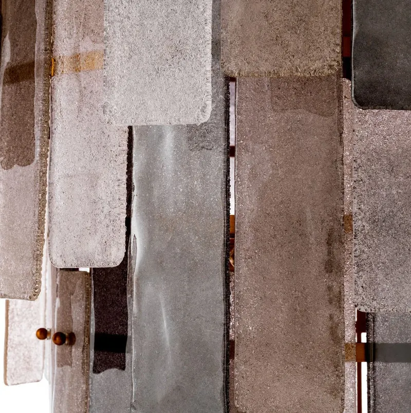 Casa Padrino Luxus Kronleuchter Grau / Antik Messing Ø 114 x H. 141 cm - Runder Glas Kronleuchter - Wohnzimmer Kronleuchter - Hotel Kronleuchter - Luxus Möbel - Luxus Interior