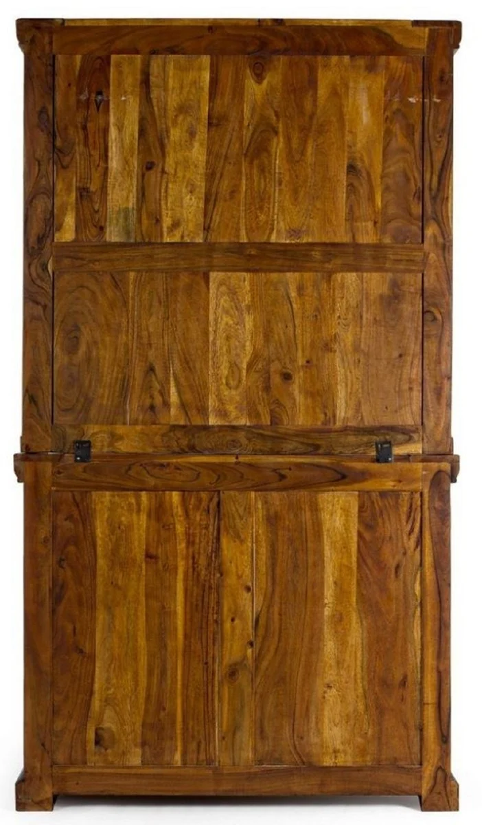 Casa Padrino Landhausstil Esszimmerschrank Braun / Naturfarben 107 x 45 x H. 190 cm - Massivholz Küchenschrank - Esszimmer Möbel im Landhausstil - Landhausstil Esszimmer Einrichtung