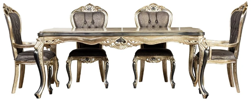 Casa Padrino Luxus Barock Esszimmer Stuhl 8er Set Lila / Antik Gold / Schwarz - Prunkvolle Barockstil Küchen Stühle - Luxus Barockstil Esszimmer Möbel - Barock Esszimmer Möbel - Barockstil Möbel