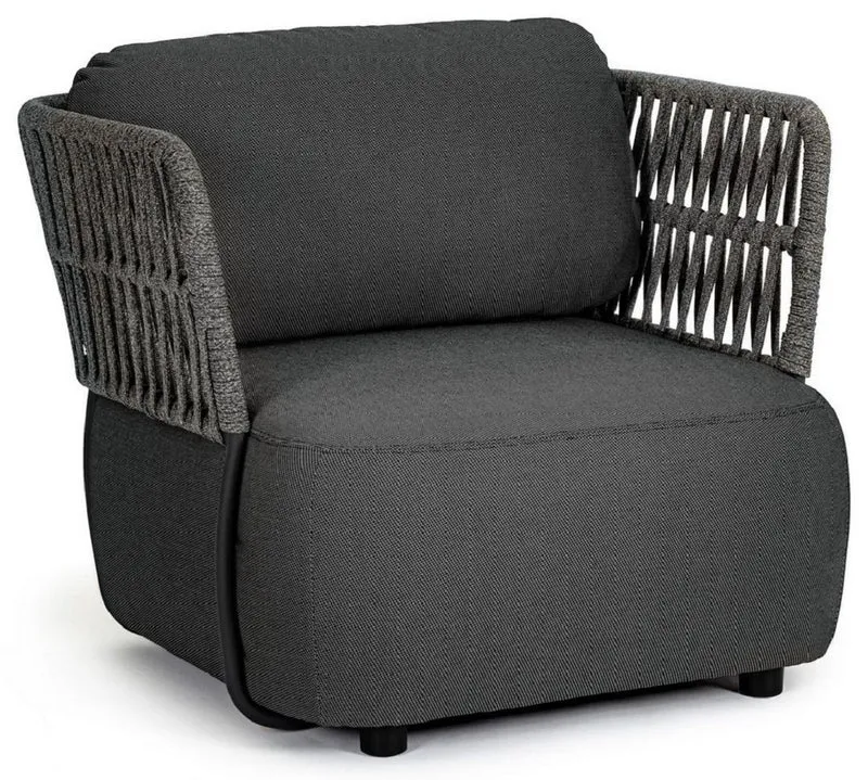 Casa Padrino Luxus Gartensessel Anthrazit / Grau / Schwarz 92 x 86 x H. 79 cm - Wetterbeständiger Garten Sessel - Terrassen Sessel - Garten Möbel - Terrassen Möbel - Outdoor Möbel