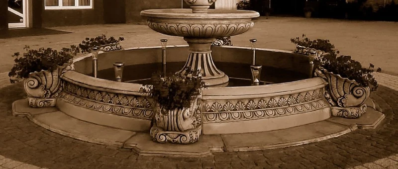 Casa Padrino Barock Springbrunnen Umrandung Grau Ø 545 x H. 58 cm - Prunkvolle Gartenbrunnen Umrandung - Barockstil Brunnen Umrandung - Gartendeko im Barockstil - Barock Garten Accessoires