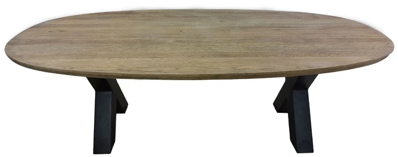 Casa Padrino Luxus Massivholz Esstisch Braun / Schwarz 240 x 100 x H. 78 cm - Ovaler Küchentisch - Esszimmer Möbel - Massivholz Möbel - Luxus Möbel