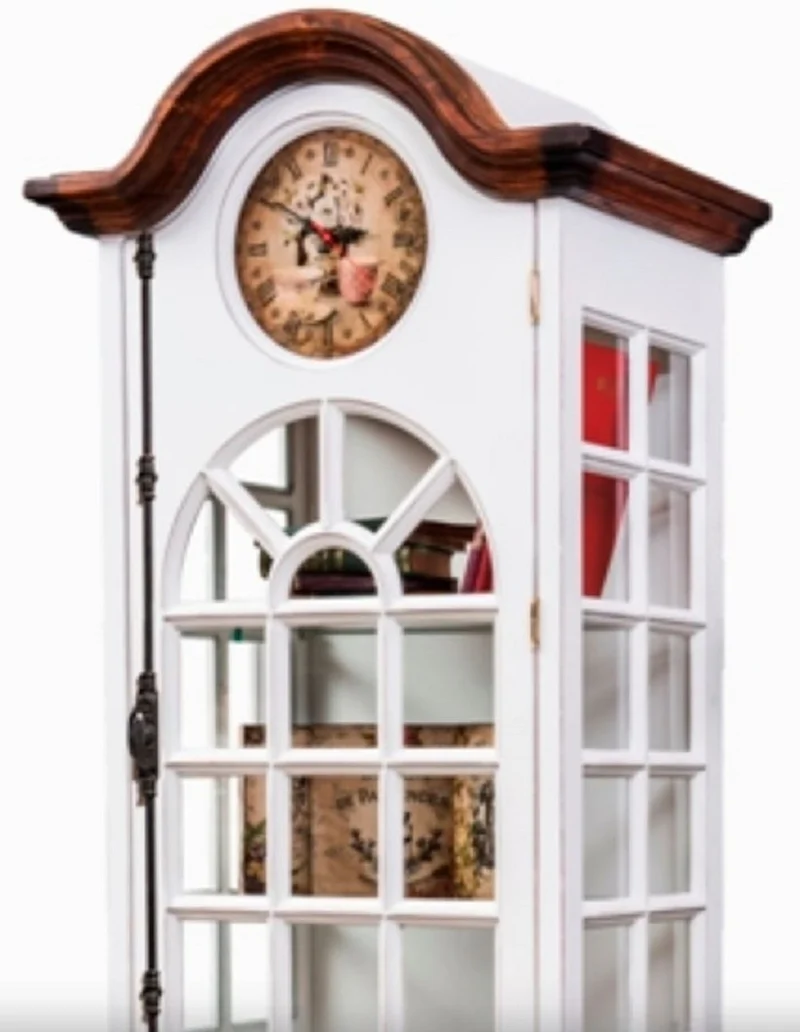 Casa Padrino Luxus Landhausstil Schrank mit Uhr Antik Weiß / Braun 73 x 50,5 x H. 213 cm - Landhausstil Esszimmerschrank - Landhausstil Vitrine - Landhausstil Esszimmer Möbel