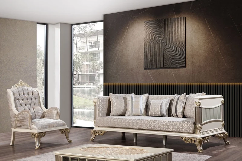 Casa Padrino Luxus Barock Couchtisch Creme / Weiß / Grau / Gold - Verspiegelter Barockstil Wohnzimmertisch - Luxus Möbel im Barockstil - Barockstil Wohnzimmer Möbel - Barock Möbel