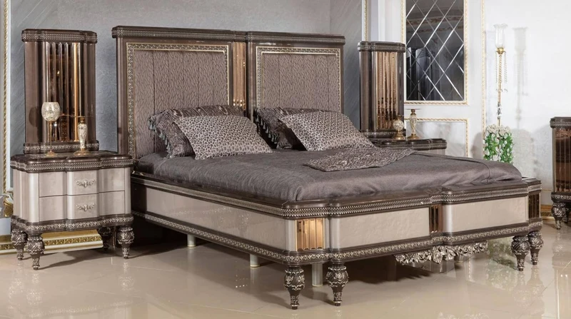 Casa Padrino Luxus Barock Nachtkommode Grau / Schwarz / Gold - Prunkvoller Barockstil Nachttisch mit 2 Schubladen - Luxus Schlafzimmer Möbel im Barockstil - Barock Möbel - Barock Interior