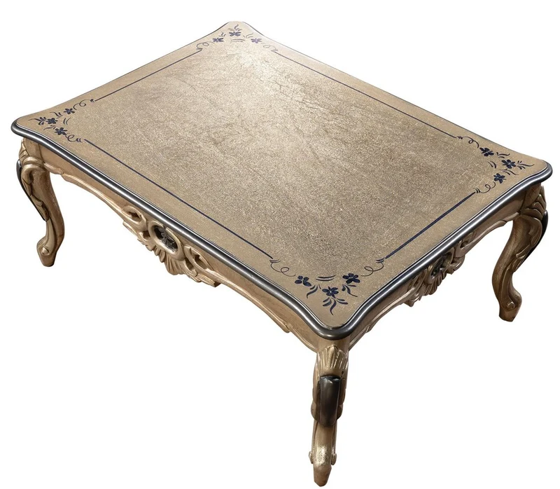 Casa Padrino Luxus Barock Couchtisch Gold / Schwarz - Rechteckiger Barockstil Wohnzimmertisch - Barockstil Wohnzimmer Möbel - Barock Möbel - Luxus Möbel im Barockstil - Edel & Prunkvoll
