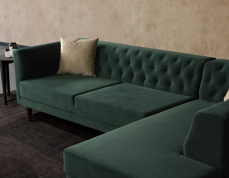 Casa Padrino Luxus Ecksofa Grün / Schwarz 262 x 178 x H. 74 cm - Wohnzimmer Sofa mit edlem Samtstoff - Wohnzimmer Möbel - Luxus Möbel - Luxus Wohnzimmer Einrichtung