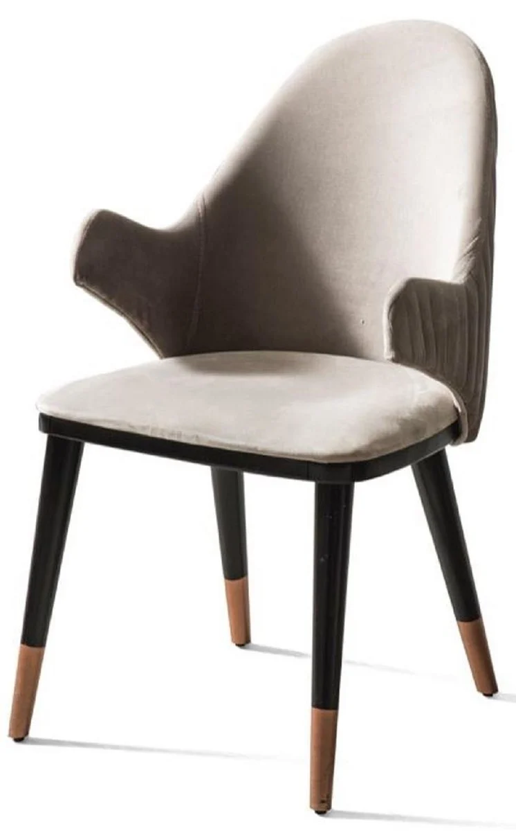 Casa Padrino Luxus Esszimmerstuhl 4er Set mit Armlehnen Grau / Schwarz / Kupfer 52 x 52 x H. 88 cm - Esszimmer Möbel - Restaurant Möbel - Esszimmer Einrichtung - Luxus Möbel - Luxus Einrichtung