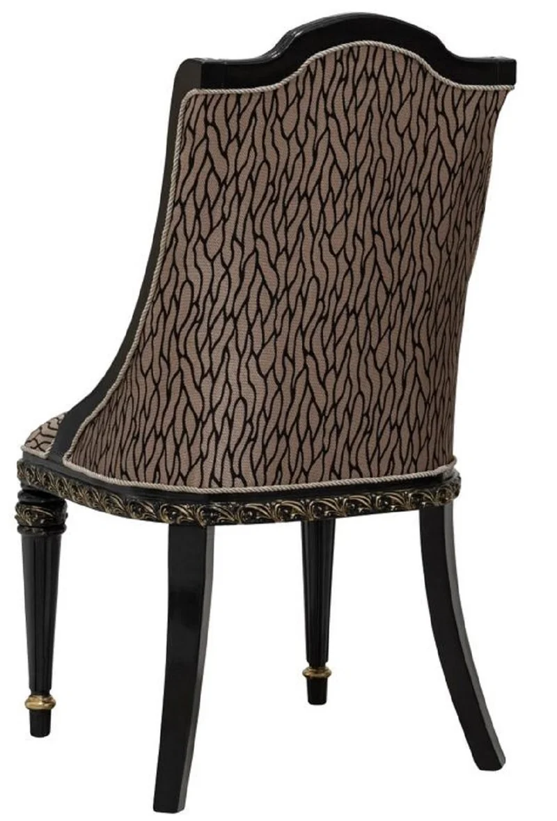 Casa Padrino Luxus Barock Esszimmer Stuhl 8er Set Silber Muster / Schwarz / Gold - Prunkvolle Barockstil Küchen Stühle - Luxus Barockstil Esszimmer Möbel - Barock Esszimmer Möbel - Barockstil Möbel