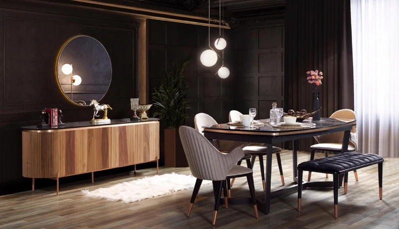 Casa Padrino Luxus Esstisch Schwarz / Kupfer 207 x 104 x H. 78 cm - Rechteckiger Küchentisch - Esszimmer Möbel - Esszimmer Einrichtung - Luxus Möbel - Luxus Einrichtung