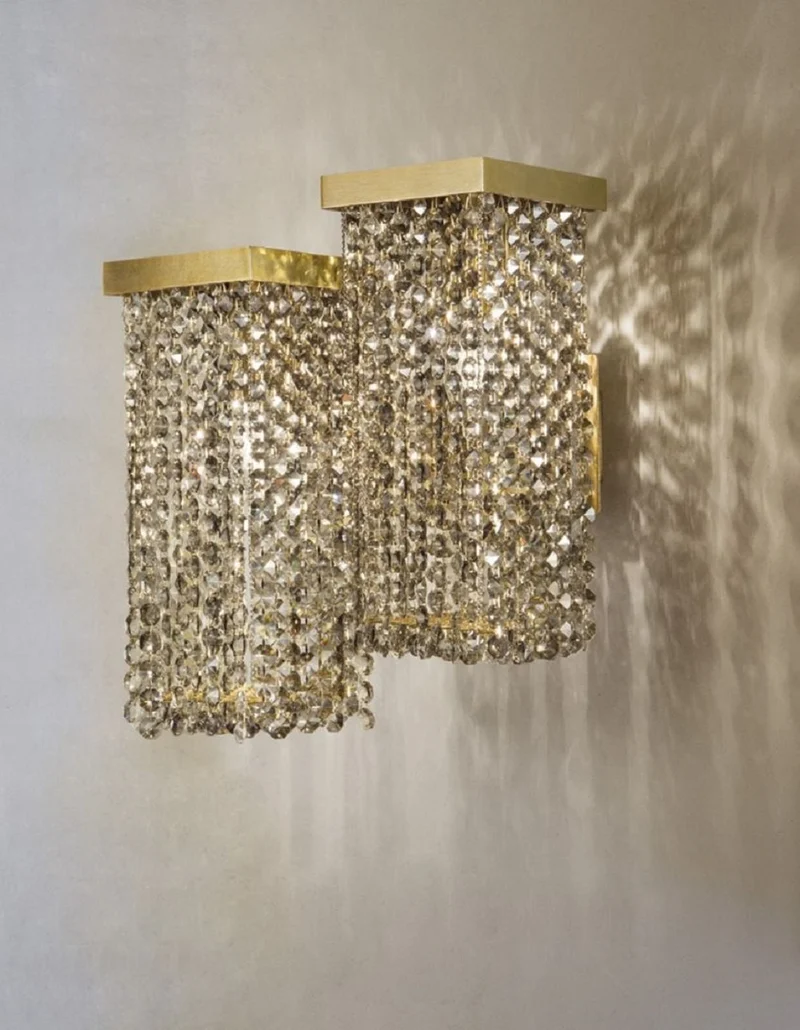 Casa Padrino Luxus Kristall Wandleuchte Messing 25 x 23 x H. 35 cm - Wohnzimmer Wandleuchte - Hotel Wandleuchte - Restaurant Wandleuchte - Luxus Leuchten - Luxus Qualität - Made in Italy
