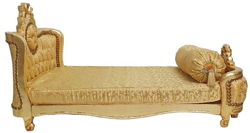 Casa Padrino Barock Hundebett Gold Muster / Antik Gold - Handgefertigtes Antik Stil Hundebett - Prunkvolle Hunde Möbel im Barockstil - Antik Stil Tiermöbel - Barock Tiermöbel