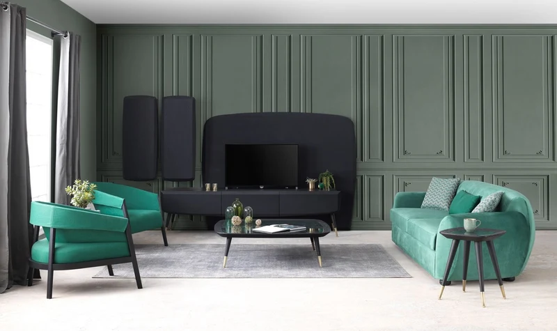 Casa Padrino Luxus Sofa Grün / Schwarz 260 x 105 x H. 80 cm - Wohnzimmer Sofa - Hotel Sofa - Wohnzimmer Möbel - Hotel Möbel - Luxus Möbel - Wohnzimmer Einrichtung - Luxus Einrichtung