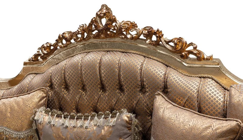 Casa Padrino Luxus Barock Sofa Kupfer / Antik Silber / Gold - Barockstil Wohnzimmer Sofa mit elegantem Muster - Luxus Wohnzimmer Möbel im Barockstil - Barock Einrichtung - Barock Möbel
